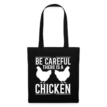 Attention il y a un poulet - Sac en tissu - noir - Devant