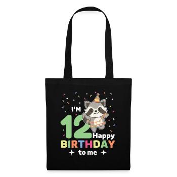 Raccoon for 12th birthday for children twelve years - Tote Bag - black - Front