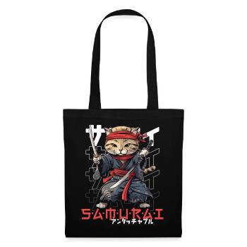 Chat Samouraï Chat Ninja Japonais Kawaii - Sac en tissu - noir - Devant