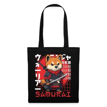Samurai Dog Kawaii Japanische Ninja Shiba Inu - Stoffbeutel - Schwarz - Vorne