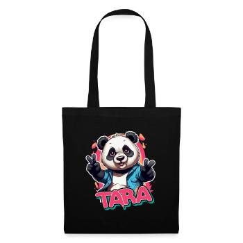 TARA - Beau nom de fille avec Panda cool - Sac en tissu - noir - Devant