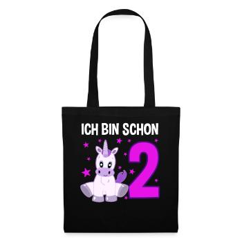 Zauberhaftes Einhorn 2 Jahre Fest - Stoffbeutel - Schwarz - Vorne