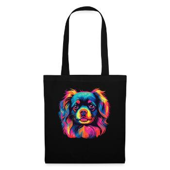 Aquarelle colorée épagneul tibétain - Sac en tissu - noir - Devant