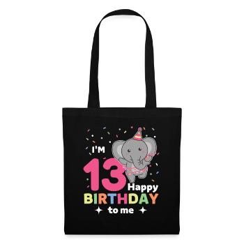 Elephant for 13th birthday for children thirteen - Tote Bag - black - Front