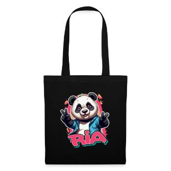 RIA - Beau nom de fille avec panda cool - Sac en tissu - noir - Devant
