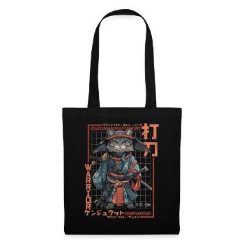 Samurai Cat Kawaii Japanische Ninja Katze - Stoffbeutel - Schwarz - Vorne