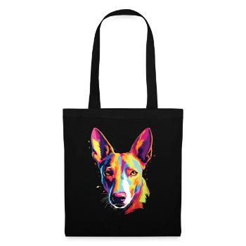 Wasserfarben Farbenfroher Basenji - Stoffbeutel - Schwarz - Vorne