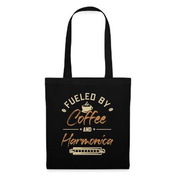Alimenté par le café et l’harmonica Mouth Harp - Sac en tissu - noir - Devant