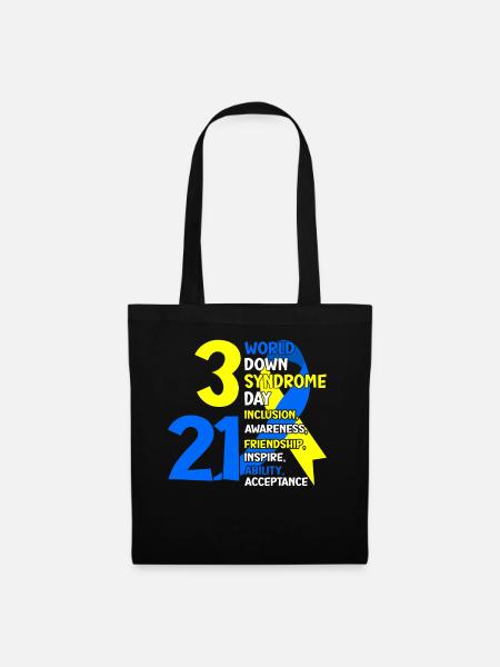 21.03. Welt-Down-Syndrom-Tag Trisomie 21 Blau und - Stoffbeutel - Schwarz
