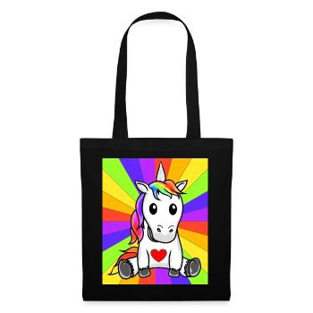 Rainbow Heart Unicorn Birthday Gift - Tote Bag - black - Front