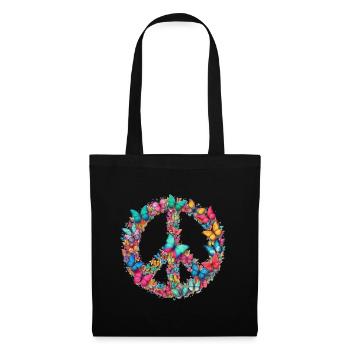 Joyeux Jour de la Terre Paix Papillons Paix Nature - Sac en tissu - noir - Devant