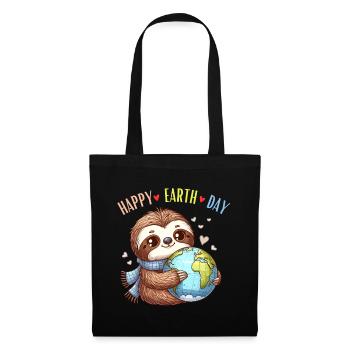 Happy Earth Day Sloth World Globe Heart Nature - Tote Bag - black - Front