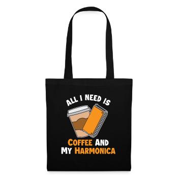 Le café et ma harpe à bouche harmoniciste harmoniciste - Sac en tissu - noir - Devant