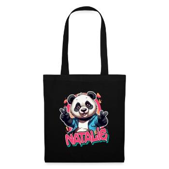 NATALIE - Beautiful Girl Name with Cool Panda - Tote Bag - black - Front