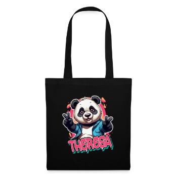 THERESA - Schöner Mädchen Name mit coolem Panda - Stoffbeutel - Schwarz - Vorne