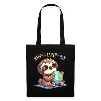 Sloth Happy Earth Day Globe World Nature Girl - Tote Bag - black - Front