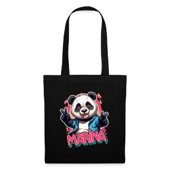 MARINA - Beautiful girl name with cool panda - Tote Bag - black - Front