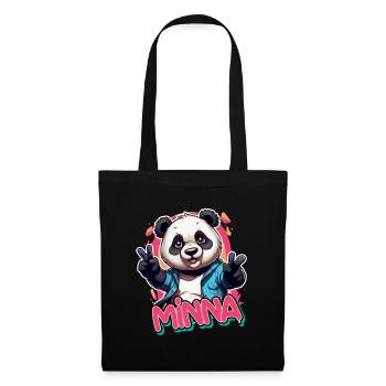 MINNA - Beau nom de fille avec Cool Panda - Sac en tissu - noir - Devant