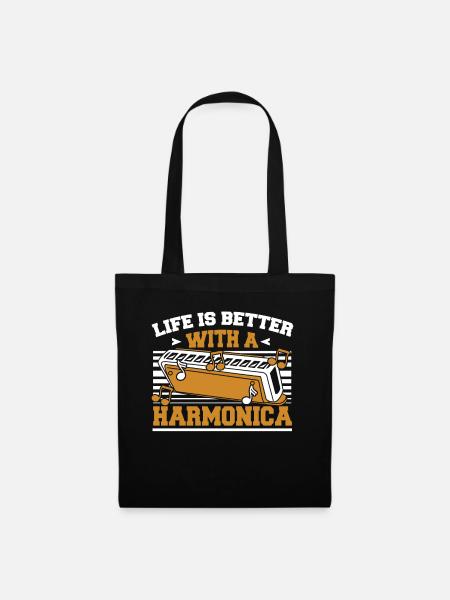 Das Leben ist besser mit einem Mundharmonika-Harmoniker - Stoffbeutel - Schwarz