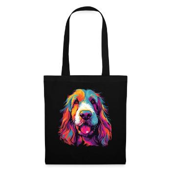 Wasserfarben Farbenfroher Petit Basset Griffon - Stoffbeutel - Schwarz - Vorne