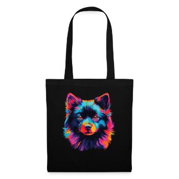 Wasserfarben Farbenfroher Schipperke - Stoffbeutel - Schwarz - Vorne
