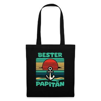 Papitän Vatertag bester Papa Anker - Stoffbeutel - Schwarz - Vorne