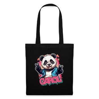 CAROL - Beau nom de fille avec Cool Panda - Sac en tissu - noir - Devant