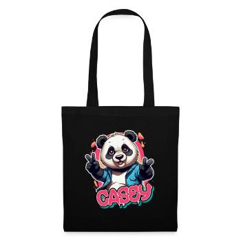 CASEY - Beau nom de fille avec Panda cool - Sac en tissu - noir - Devant