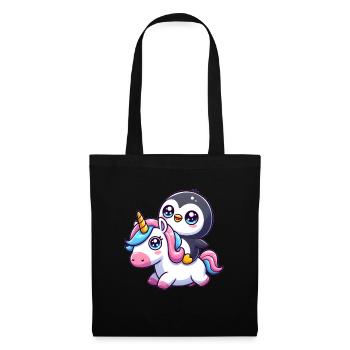 Un pingouin sur une licorne - Sac en tissu - noir - Devant
