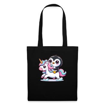 Un pingouin sur une licorne - Sac en tissu - noir - Devant