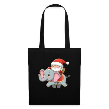 Cute Santa Claus on elephant - Tote Bag - black - Front