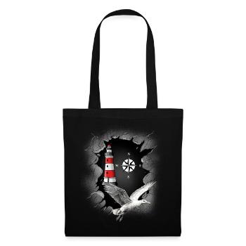 Seagull Lighthouse Boussole Maritime - Sac en tissu - noir - Devant