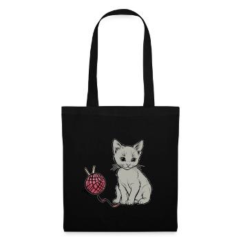 Cat Wool Play Domestic Cat Kitten - Tote Bag - black - Front