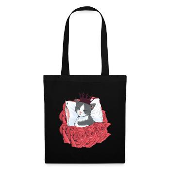 Chat Prince Roses Sleeping Cats Couronne - Sac en tissu - noir - Devant