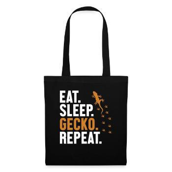 Manger Sommeil Gecko Répéter Gekkota Lézard à crête - Sac en tissu - noir - Devant
