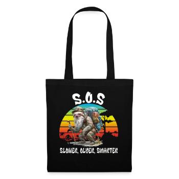 S.O.S Slower Older Smarter. Hiking, Sloth, - Tote Bag - black - Front