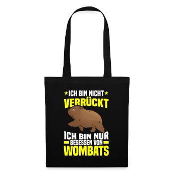 Wombat Beuteltier Besessen von Wombat - Stoffbeutel - Schwarz - Vorne