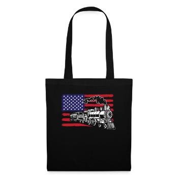 Amerikanische Flagge USA Zug Züge Zugfahrer - Stoffbeutel - Schwarz - Vorne