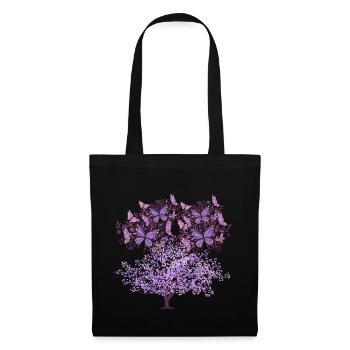 arbre, printemps, insectes, papillons, nature - Sac en tissu - noir - Devant