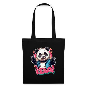 IDA - Beau nom de fille avec panda cool - Sac en tissu - noir - Devant