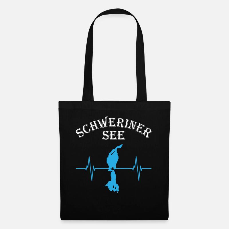 Herzschlag Schweriner See - Stoffbeutel - Schwarz