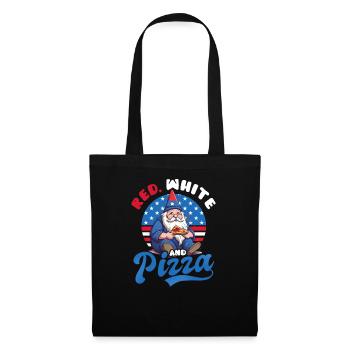 4. Juli Amerikanischer Gnom Rot Weiß Und Pizza - Stoffbeutel - Schwarz - Vorne