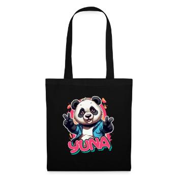 YUNA - Beautiful Girl Name with Cool Panda - Tote Bag - black - Front