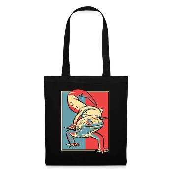 Gecko Portrait Gekkota lézard à crête léopard - Sac en tissu - noir - Devant