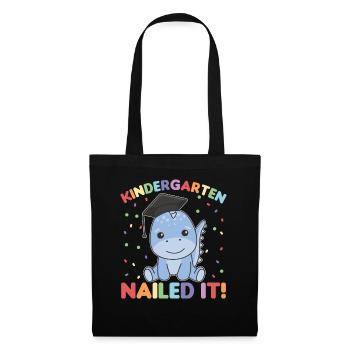 Kids Kindergarten nailed it Dino Graduation - Stoffbeutel - Schwarz - Vorne