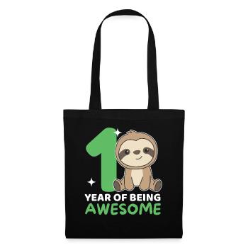 Sloth for 1st birthday for children one year old - Tote Bag - black - Front