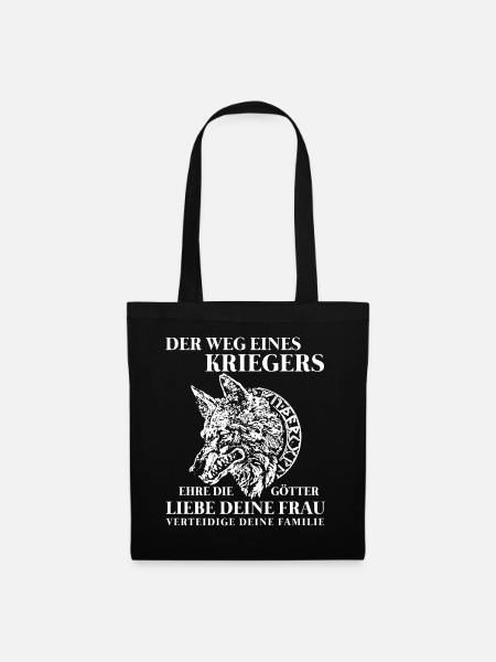 Wikinger Tshirt Viking Valhalla Walhalla Gott Odin - Stoffbeutel - Schwarz