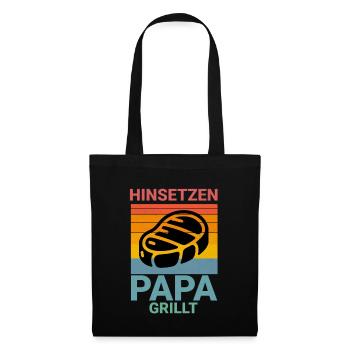 Asseyez-vous papa fait griller le barbecue en disant - Sac en tissu - noir - Devant