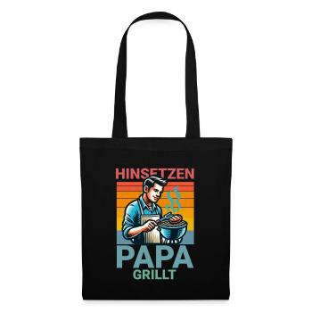 Asseyez-vous papa fait griller le barbecue en disant - Sac en tissu - noir - Devant
