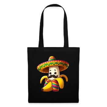 Cinco de Mayo Banane mit Schnurrbart - Stoffbeutel - Schwarz - Vorne